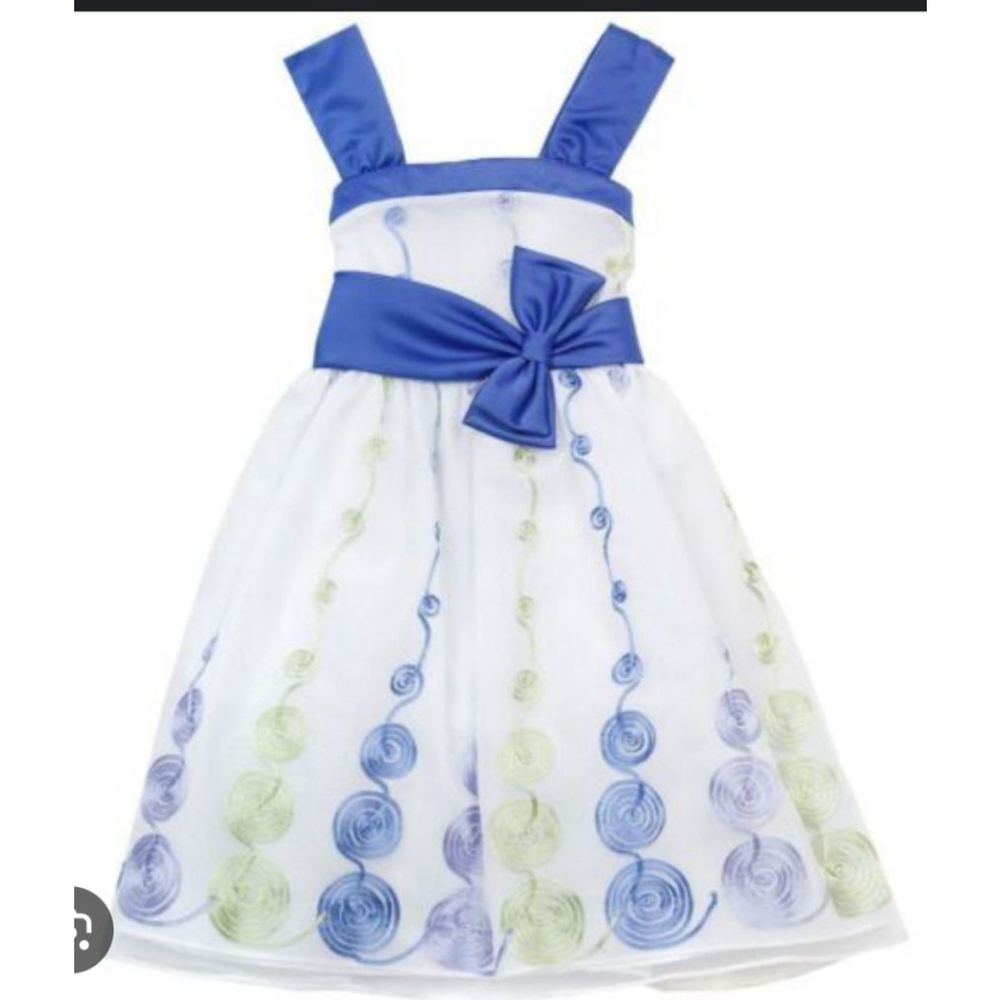 Girls Emily Rose Dress Size 4 White and Blue